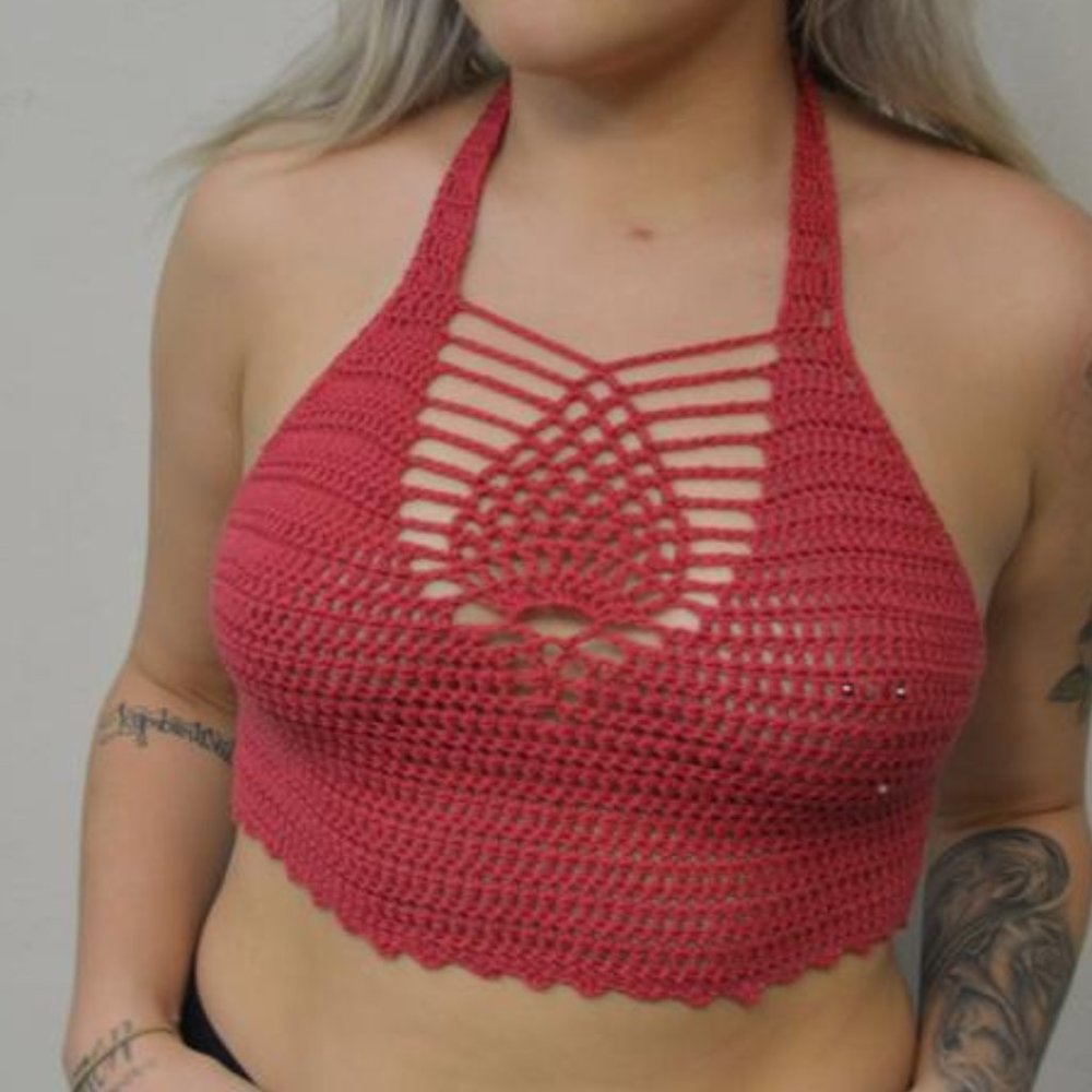 Pineapple Crochet Crop Top